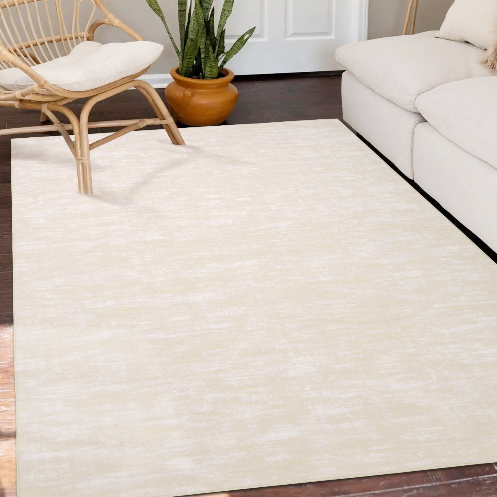 HOMERRY 5' x 7' Area Rug for Living Room Machine Beige Washable Rugs