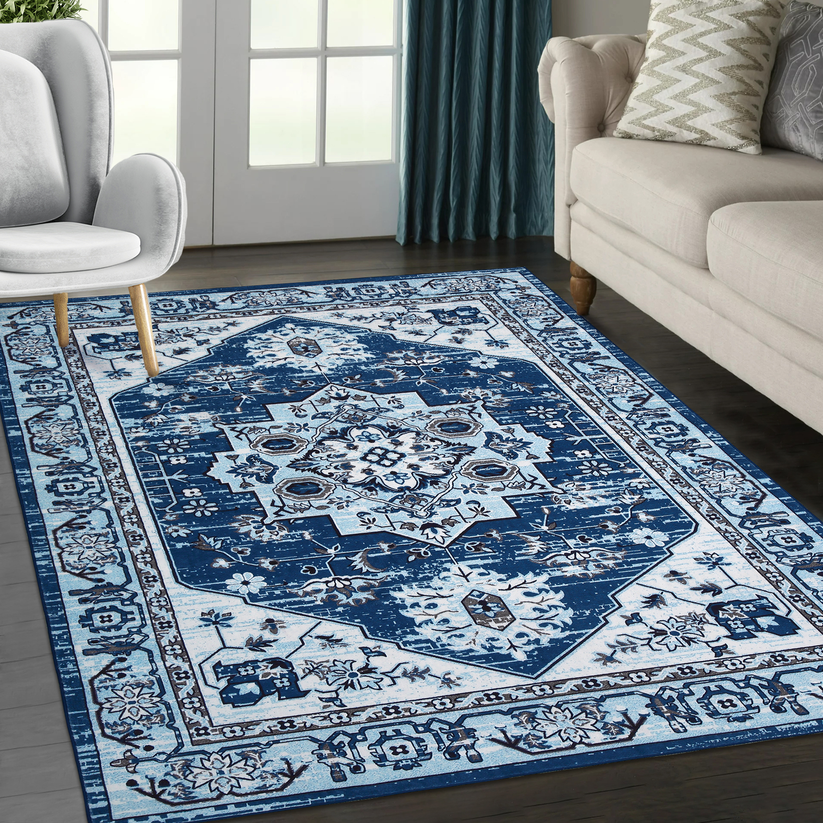 HOMERRY Farmhouse Throw Area Rug Boho Machine Washable Carpet for