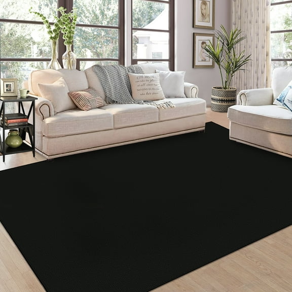 HOMERRY 5' x 7' Area Rug for Living Room Solid Textured Modern Non Slip Washable Indoor Carpet, Black