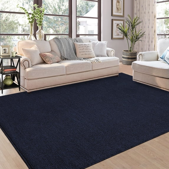 HOMERRY 5' x 7' Area Rug for Living Room Solid Textured Modern Non Slip Washable Indoor Carpet, Navy