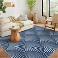 thumbnail image 1 of HOMERRY 8' x 10' Living Room Rug Washable Rug Large Modern Area Rugs for Bedroom Thin Rug Contemporary Navy Blue Lines Print Accent Rug, 1 of 7