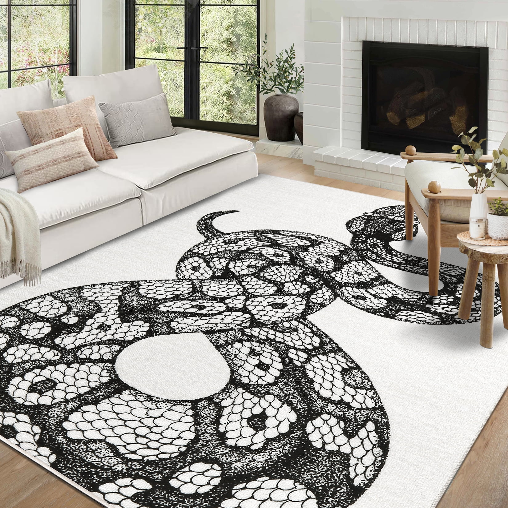 HOMERRY Washable 8' x 10' Serpent Pattern Area Rug for Living Room ...