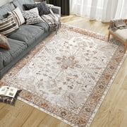 HOMERRY 8' x 10' Washable Area Rug Non-Shedding Living Room Bedroom Home Office Rug Carpet, Orange