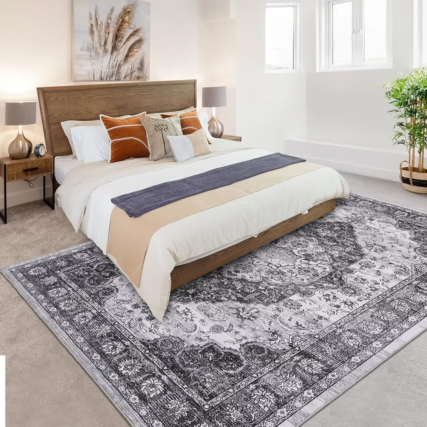 HOMERRY 9' x 12' Area Rug for Living Room Boho Vintage Rug Non Slip ...