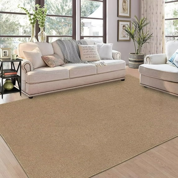 HOMERRY 9' x 12' Area Rug for Living Room Solid Textured Modern Non Slip Washable Indoor Carpet, Taupe