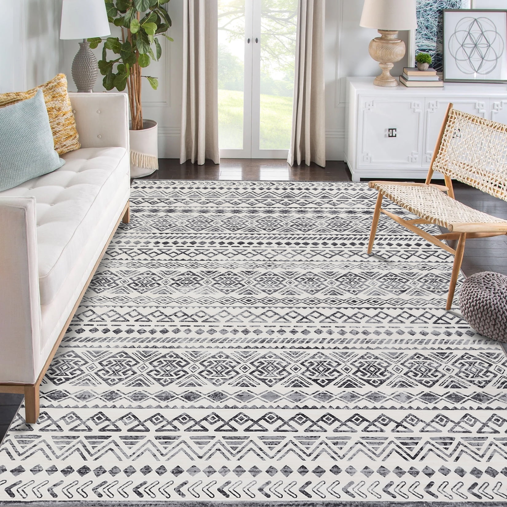 HOMERRY 9' x 12' Area Rug for Living Room Washable Bedroom Distressed