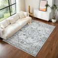 thumbnail image 1 of HOMERRY 9' x 12' Area Rug for Living Room Washable Bedroom Distressed Boho Floral Carpet, Light Gray, 1 of 7