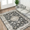 thumbnail image 1 of HOMERRY 9' x 12' Area Rug for Living Room Washable Bedroom Floral Geometric Carpet for Room Decor, Black, 1 of 6