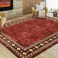 thumbnail image 1 of HOMERRY 9' x 12' Area Rug for Living Room Washable Bedroom Geometric Border Indoor Carpet, Red, 1 of 6