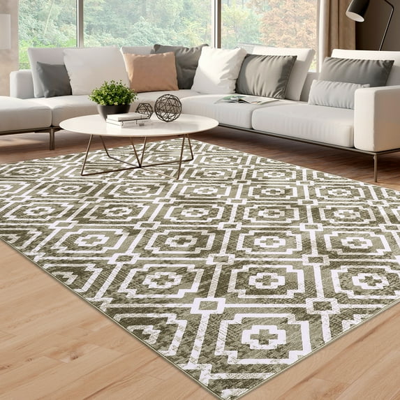 HOMERRY 9' x 12' Area Rug for Living Room Washable Bedroom Modern Moroccan Geometric Carpet for Floor Decoration, Taupe