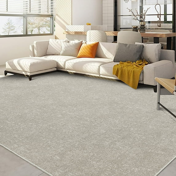 HOMERRY 9' x 12' Area Rug for Living Room Washable Bedroom Modern Solid Jacquard Textured Carpet for Floor Decoration, Taupe