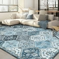 thumbnail image 1 of HOMERRY 9' x 12' Area Rug for Living Room Washable Bedroom Moroccan Trellis Floral Carpet for Floor Decoration, Blue, 1 of 5
