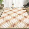 thumbnail image 1 of HOMERRY 9' x 12' Large Area Rug for Living Room Washable Low Pile Non-Slip Modern Geometric Plaid Carpet, Brown, 1 of 5