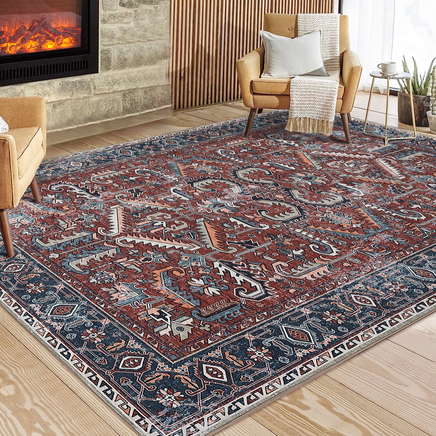 HOMERRY Anti-Slip Area Rug for Living Room 5' x 7'Boho Vintage ...