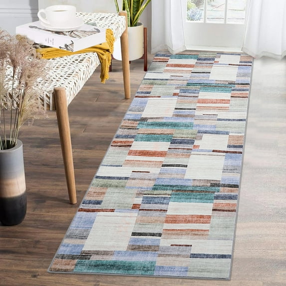 HOMERRY Area Rug 2x6 Runner Rugs for Living Room Triangular Geometric Pattern Rug Accent Indoor Floor Cover Soft Non Slip for Bedroom Dorm, Red