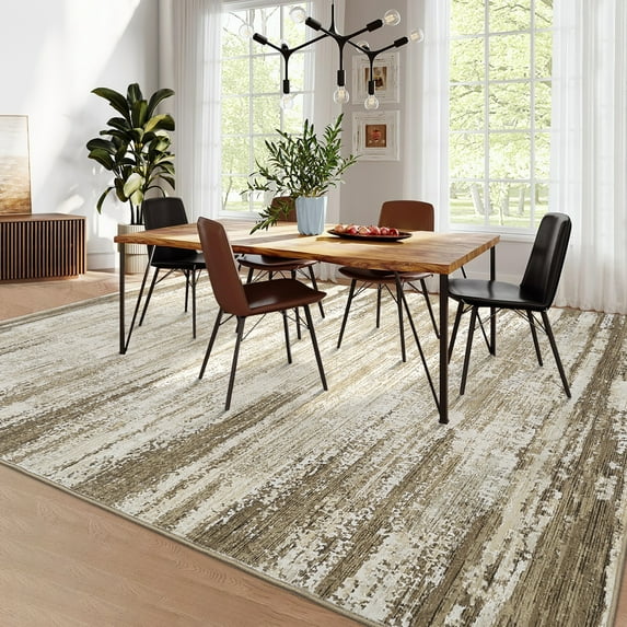 HOMERRY Area Rug 5' x 7' Rugs for Living Room Modern Washable Indoor Abstract Gradient Border Carpet, Brown