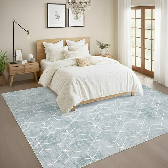 HOMERRY Area Rug 5' x 7' Rugs for Living Room Modern Washable Indoor Geometric Print Carpet, Gray