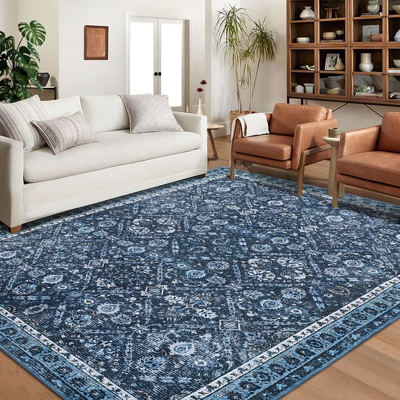 HOMERRY Area Rug 5' x 7' Washable Rugs for Living Room Vintage Moroccan Carpet, Blue
