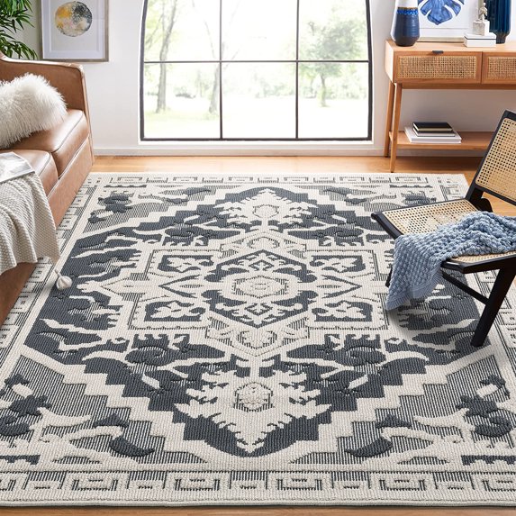 HOMERRY Area Rug 9' x 12' Floral Area Rug for Living Room Shag Soft Indoor Floor Carpet, Gray