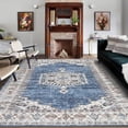 thumbnail image 1 of HOMERRY Area Rug 9' x 12' Vintage Distressed Medallion Floral Area Rug for Living Room Washable Soft Indoor Floor Carpet, Blue, 1 of 7