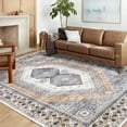 thumbnail image 1 of HOMERRY Area Rug 9' x 12' Vintage Distressed Medallion Floral Area Rug for Living Room Washable Soft Indoor Floor Carpet, Light Orange, 1 of 7