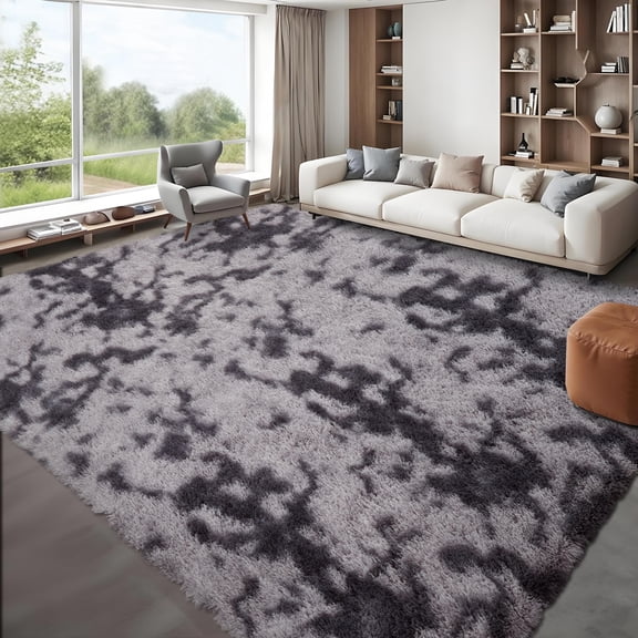 HOMERRY Area Rug for Living Room 8' x 10' Modern Plush Fluffy Rugs Shaggy Carpet Rugs for Bedroom, Dark Gray