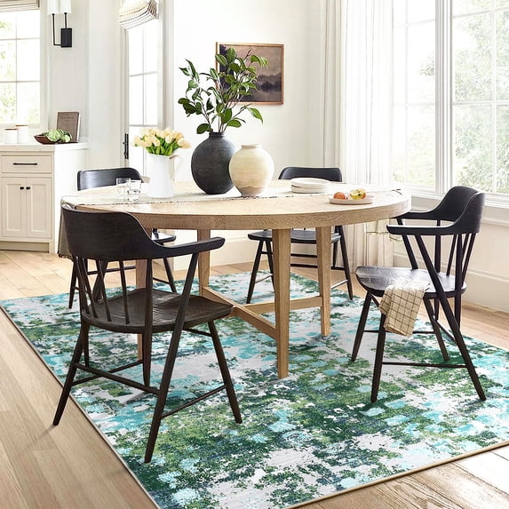HOMERRY Area Rug for Living Room 8' x 10' Non-Shedding Green/Gray Abstract Indoor Carpet for Bedroom