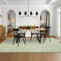 HOMERRY Area Rugs 5' x 7' Rainbow Stripe Throw Rug for Living Room Bedroom Washable Indoor Neutral Carpet, Green