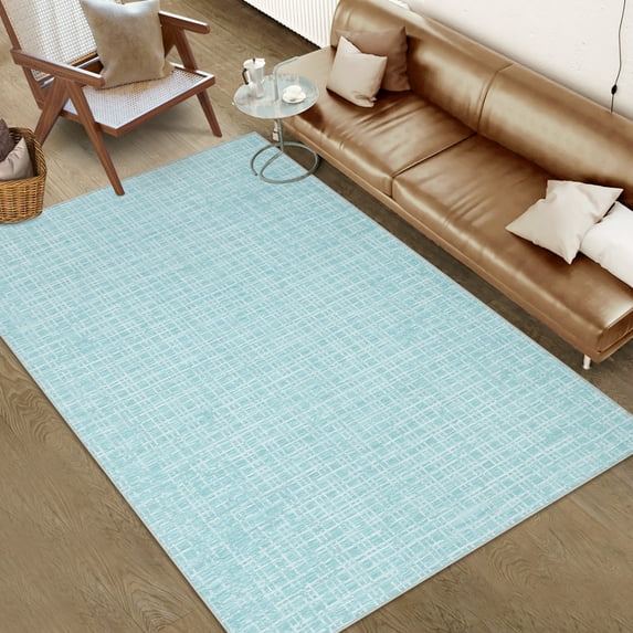 HOMERRY Area Rugs 6' x 9' Area Rug for Living Room Modern Plaid Washable Bedroom Non-Slip Carpet for Home Decor, Mint Green