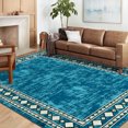 thumbnail image 1 of HOMERRY Area Rugs 8' x 10' Area Rug for Living Room Geometric Border Washable Bedroom Non-Slip Carpet for Home Decor, Teal, 1 of 6