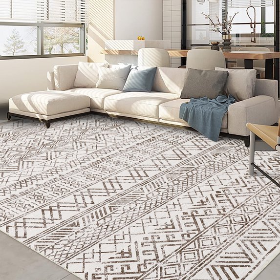 HOMERRY Area Rugs 8' x 10' Area Rug for Living Room Modern Geometric Washable Bedroom Non-Slip Carpet for Home Decor, Brown