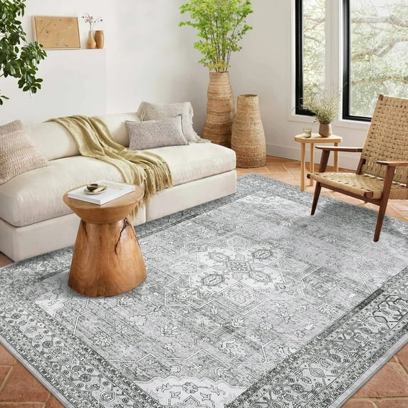 HOMERRY Area Rugs 8' x 10' Modern Boho Rug Distressed Area Rug for Living Room, Gray