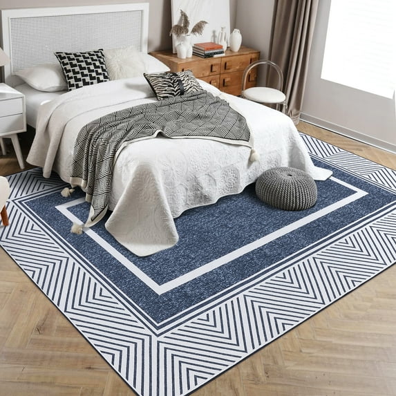 HOMERRY Area Rugs 8' x 10' Modern Geometric bordered Area Rug for Living Room, Blue