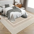 thumbnail image 1 of HOMERRY Area Rugs 8' x 10' Modern Geometric bordered Area Rug for Living Room, Brown, 1 of 7