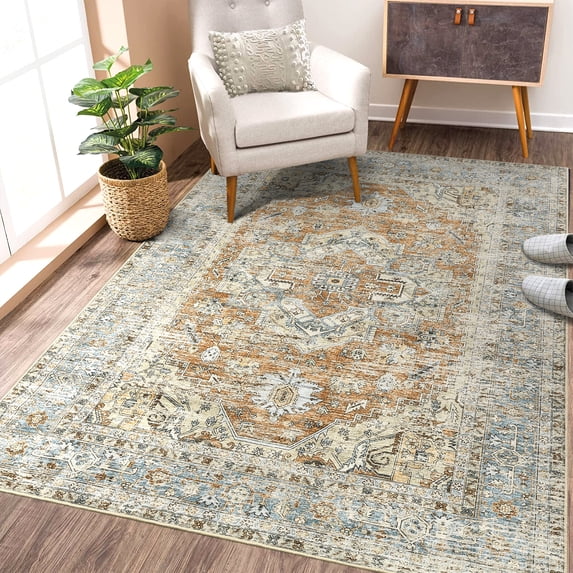 HOMERRY Boho Area Rug 5' x 7' Rug for Living Room Oriental Area Rug for Bedroom Indoor Carpet, Yellow
