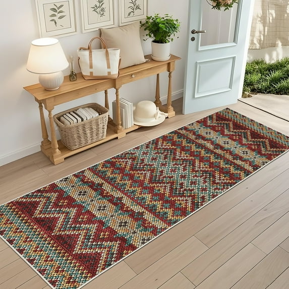 HOMERRY Boho Print Runner 2' x 6' for Hallway Modern Washable Throw Rugs for Kitchen Indoor Carpet, Red