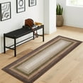 thumbnail image 1 of HOMERRY Braided Print Border Runner 2' x 6' for Hallway Modern Washable Throw Rugs for Kitchen Indoor Carpet, Brown/Green, 1 of 6