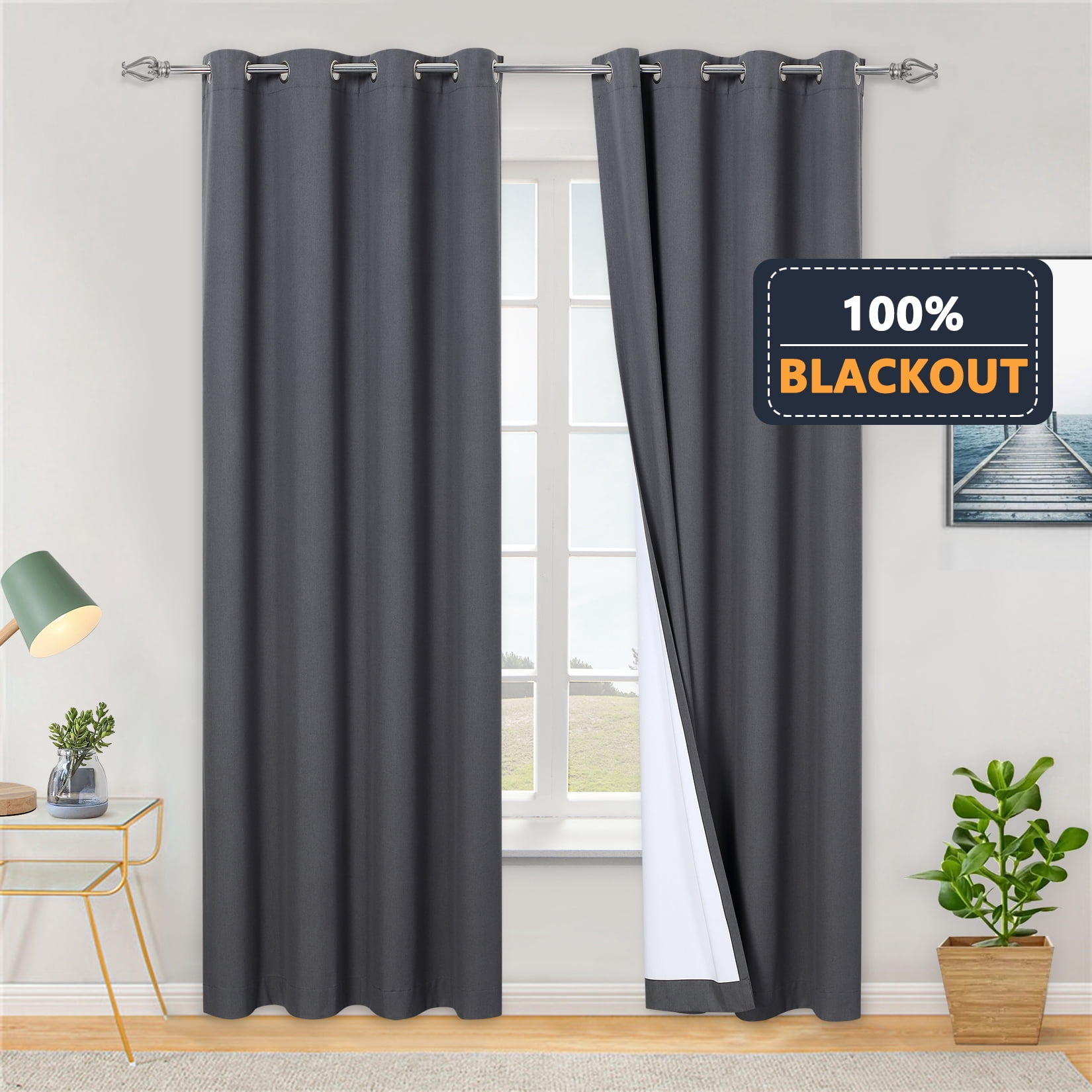 HOMERRY Curtains for Living Room 52"W x 72"L Linen Thermal Insulated