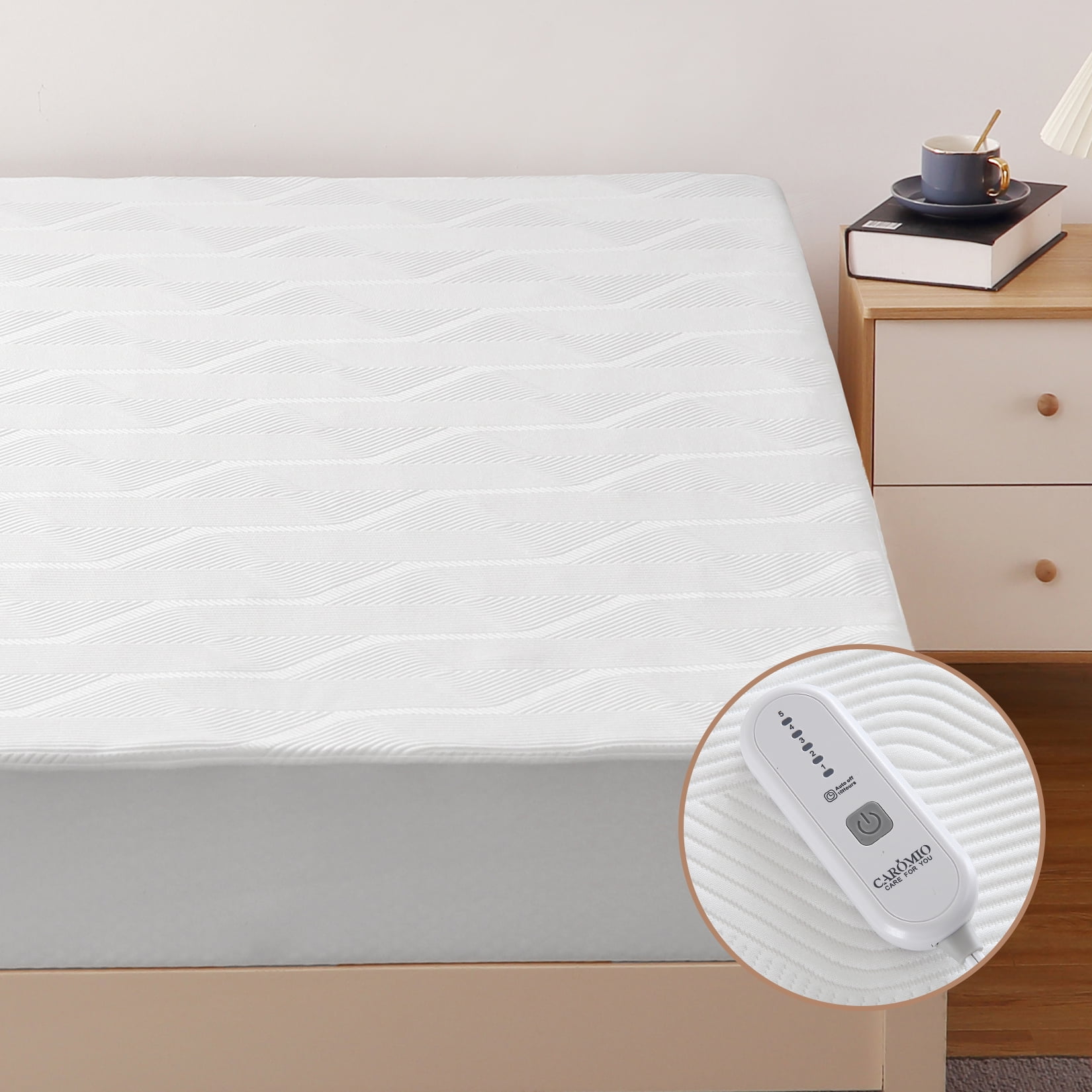 Sunbeam thermofine quilted striped heated electric mattress pad king hotsell