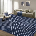 thumbnail image 1 of HOMERRY Dining Room Rug 9' x 12' Area Rug for Living Room Striped Geometric Washable Bedroom Non-Slip Carpet for Home Decor, Navy, 1 of 7