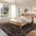 thumbnail image 1 of HOMERRY Floral Border Print Non Slip Area Rug 10' x 13' for Living Room Washable Indoor Carpet, Dark Brown, 1 of 5