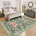 thumbnail image 1 of HOMERRY Floral Green Rug for Living Room 4x6 Washable Butterfly Pattern Bedroom Indoor Modern Carpet, 1 of 6