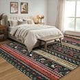 thumbnail image 1 of HOMERRY Floral Print Non Slip Area Rug 10' x 13' for Living Room Washable Indoor Carpet, Black Red, 1 of 6