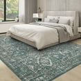 thumbnail image 1 of HOMERRY Floral Print Non Slip Area Rug 10' x 13' for Living Room Washable Indoor Carpet, Dark Teal, 1 of 6