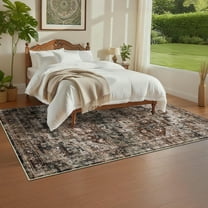HOMERRY Floral Print Non Slip Area Rug 8' x 10' for Living Room Washable Indoor Carpet, Brown