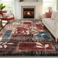 thumbnail image 1 of HOMERRY Floral Print Non Slip Area Rug 8' x 10' for Living Room Washable Indoor Carpet, Red/Brown, 1 of 5