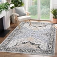 thumbnail image 1 of HOMERRY Foldable Area Rug 5' x 7' Washable Distressed Boho Floral Rug for Living Room, Blue, 1 of 6
