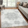 thumbnail image 1 of HOMERRY Foldable Area Rug 5' x 7' Washable Floral Geometric Rug Anti-Slip Backing Rugs for Living Room, Gray, 1 of 6
