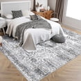 thumbnail image 1 of HOMERRY Foldable Area Rug 6' x 9' Washable Floral Geometric Rug for Living Room, Gray, 1 of 6
