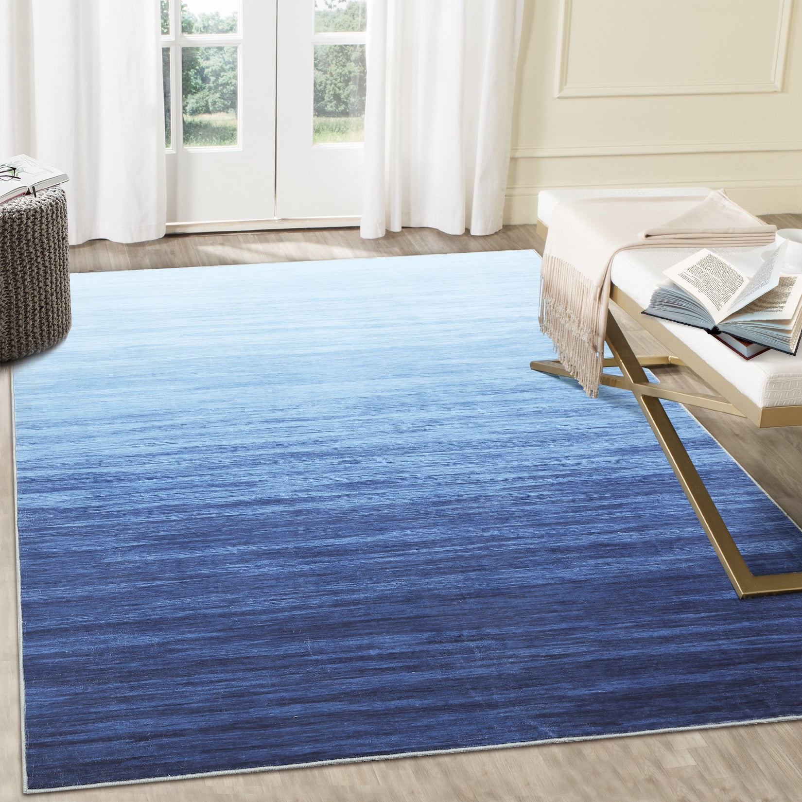 CAROMIO Abstract Area Rug Soft Washable Rug Non-Slip Contemporary Carpet, 5' x 7' Blue
